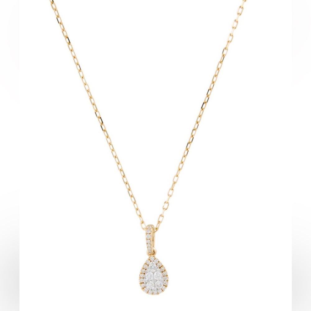 ‼️Afarin 18K Gold Diamond Teardrop Pendant Necklace